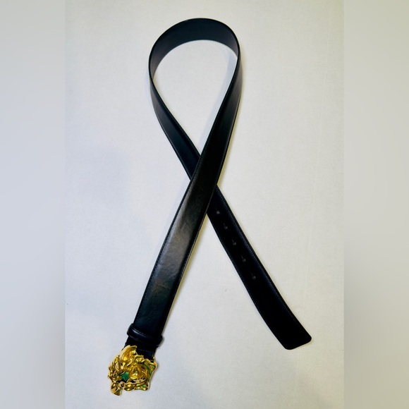 Versace La Medusa Greca Buckle Leather Belt Black 100 Cm DCU4140 Size 34 - Picture 5 of 16